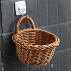 Woven Storage Basket Hanging Portable Wall Hanging Basket Portable Flower Plant Pot Desktop Kitchen Vegetables Storage корзина - Image 6