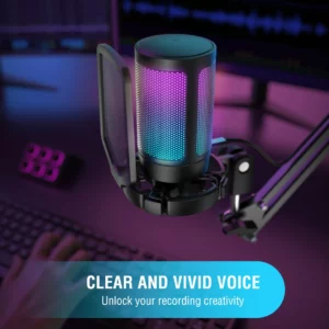 FIFINE Ampligame USB Microphone for Gaming Streaming with Pop Filter Shock Mount&Gain Control,Condenser Mic for PC/MAC -A6V - Image 4