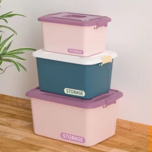 New Large Size Pink/blue Household Solid Color Plastic Thickened Clothes Cosmetic Storage Box Toy Finishing Box Desk Organizer - Image 2