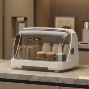 Dustproof Glass Cup Storage Box Desktop Water Cup Storage Rack Coffee Cup Storage Box Glass Cup Tray Tea Cup Drain Shelf - Image 2