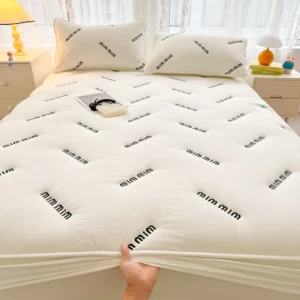 1 pc Quilted Mattress Cover White Color Letter Embroidery Bed Cover Single/Queen/King Mattress Protector Thick Fitted Bed Sheet - Image 6