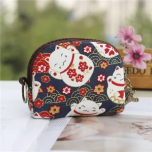 Women's Canvas Cartoon Prints Keychain Wallet Small Card Organizer Key Pouch Ladies Money Bag Coin Purse for Children Girls Boys - Image 6