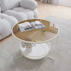 Tempered Glass Coffee Table Small Living Room Round Home Minimalist Table Modern Simple Luxury Furniture Mesas Marble Slate ins - Image 6