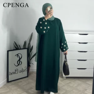 2024 Daisy Embroidery Muslim Modest Dress for Women Eid Saudi Arabia Dubai Abaya Luxury Islam Turkey Holiday Party Jalabiya Robe - Image 3