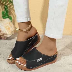 Summer Soft Platform Slippers Women 2025 Fashion Peep Toe Wedges Flip Flops Woman Light Med Heel Non-Slip Beach Shoes Slides - Image 5