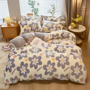 1 pc Warm Coral Fleece Duvet Cover for Winter Flower Printed Thick housse de couette Soft Flannle Blanket dekbedovertrek 240x220 - Image 5