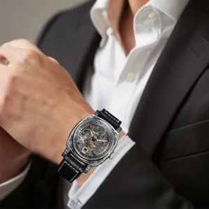 LONGLUX automatic watch retro style wholesale mechanical wristwatches skeleton carve waterproof leather no logo mens watch - Image 6