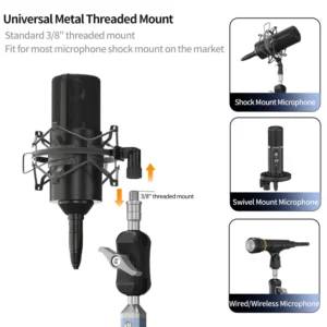 Mic Boom Arm Desk Mount, microphone stand Arm Profile 360°Swivel , Adjustable Mic Arm with Detachable Rise Column for Streaming - Image 3