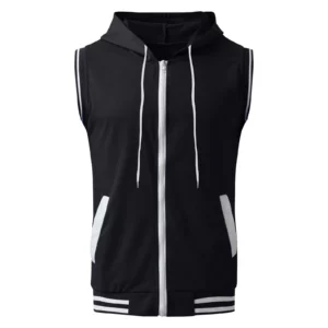 Fashion Zipper Hoodies Men Tank Tops Loose Casual Sleeveless Tops 2023 Summer Hood Pocket Tee Shirt Male Streetwear Tees Blusa - Image 6