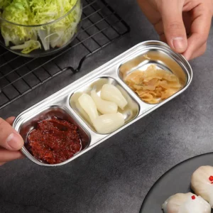 1-4 Grids Seasoning Plate Dipping Dish Stainless Steel Hot Pot Seasoning Dish Square Barbecue Snack Plate Kitchen Condiment Tray - Image 5