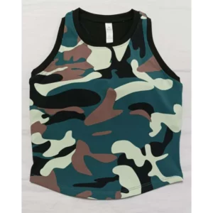 Summer Ladies Camo with Built in Bra Fitness Tank Top Slimming Body Yoga Vest Workout Sports Tops with Fixed Pads Woman Gym - Image 3