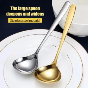 Korean Stainless Steel Thicken Spoon Large Long Handle Soup Spoon for Hot Pot Soup Ladle Home Kitchen Tableware Cooking Utensils - Image 3
