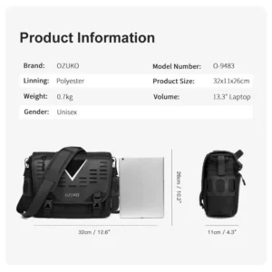OZUKO Men Shoulder Bag High Quality Large Messenger Bags Male Water Resistant Handbag Outdoor Short Trip Crossbody Bag - Image 3