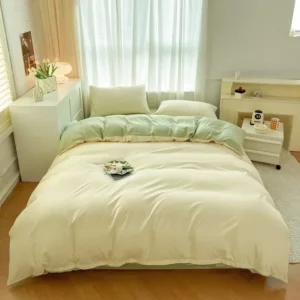 2-side Solid Color Brush Fabric Bed Set 4 Pieces Duvet Cover Pillowcase Bedding Set Bed Sheet Quilt Cover Single Queen King Size - Image 7
