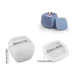 Candle Cup Square with Lid Square Gypsum Silicone Mold DIY Aromatherapy Candle Holder Decoration Ornament Storage Jar Resin Mold - Image 2