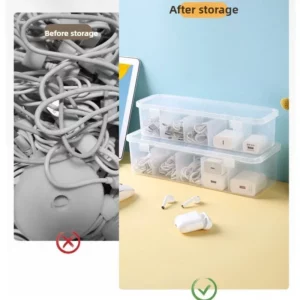Transparent Data Cable Organizer Case Classification Dustproof Card Organizer with Lid Clutter Collection Box for Office Home - Image 5