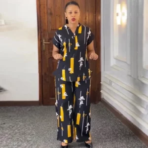 African Fashion Streetwear Two Piece Set for Women Summer Outfits Printed Short Sleeve Shirt Top Short Sets Matching Sets - Image 5