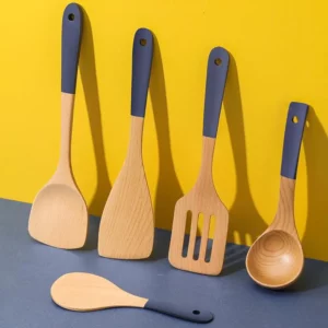Soup Spoon Fried Spatula Long Handle Heat Resistant Non-stick Beech Wooden Cooking Rice Spatula for Kitchen - Image 2