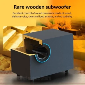 USB Wired Bluetooth Computer Speaker Home 2.1 Channel Wooden Desktop Subwoofer Active Audio 3D Surround Sound Bass Game Speakers - Image 6