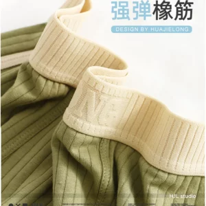 3PCS/Pack 100% Cotton Solid Striped Men's Boxer Sexy Breathable Mesh U Crotch Underwear High Elastic Widen Waistband Underpants - Image 4