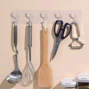 3/6 Hooks Transparent Holder Rack Bathroom Towel Sponge Storage Hanger Living Room Hat Clothes Seamless Hook Organiser - Image 2