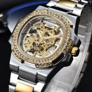 LONGLUX automatic man watch luxury stainless steel wholesale mechanical wristwatches skeleton waterproof diamond watch man watch - Image 2