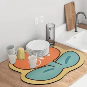Countertop Dish Cup Drying Mat Kitchen Tableware Draining Pad Absorbent Printed Coffee Machine Drain Mat Table Placemat Decor - Image 5