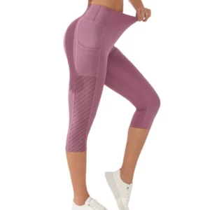 Sport Shorts Cropped Pants Female Fitness Nudity High Waist Hip Lift Running Yoga Side Pockets Tights Quick Dry Gym Sportswear - Image 6