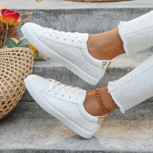 Womens Casual Shoes 2024 Spring New Fashionable Breathable Walking Flats Women's Mesh Lightweight Vulcanized Shoes - Image 2