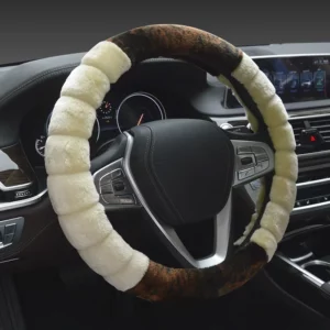 Winter Super Soft Plush Creative stitching Car Steering Wheel Cover Universal,Warm Faux Fur Auto Handlebar on the Steering-Wheel - Image 4