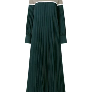 ZANZEA Color-Block Hijab O Neck Pleated Vestidos Muslim Women Long Sleeve Trendy Plisse Patchwork Abaya Robe Islamic Maxi Dress - Image 4