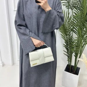 Linen Abaya Closed Dubai Luxury Plain Muslim Hijab Dress Turkey Casual Abayas African Dresses for Women Ramadan Eid Islam Kaftan - Image 5
