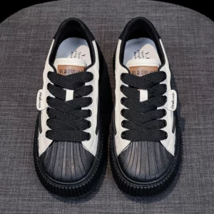 Women's Sneakers Lace Platform Vulcanized Shoes Brand Design Casual Couples Street Canvas Shoes Shell Head Women's Casual Shoes - Image 5