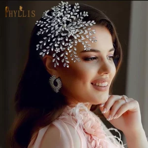 A422 Silver Bridal Hair Piece Shinny Wedding Headbands Tiaras Handmade Wedding Hair Accessories Head Jewelry Bride Headwear - Image 4