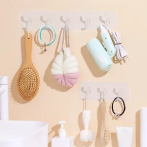 3/6 Hooks Transparent Holder Rack Bathroom Towel Sponge Storage Hanger Living Room Hat Clothes Seamless Hook Organiser - Image 3