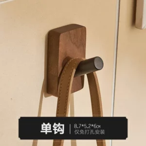 Self-adhesive New Simple Solid Wood Hook Walnut Hanging Hanger Bathroom Wall Hook Bedroom Coat Storage Rack Home Towel Key Decor - Image 3