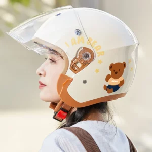 Open Face Helmets for Motorcycles Electric Scooter Summer Board Safety Cap Bicycle Motorized Kick With Double Lenses 55-60CM - Image 5