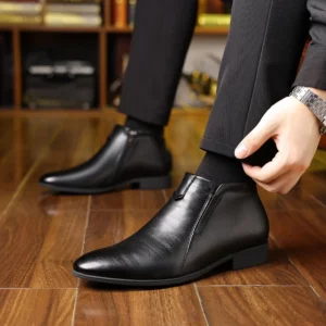 Retro Men Ankle Boots Luxury High-top Men Leather Shoes High Quality Non-Slip Motorcycle Boots Fashion Zipper Men Boots Big Size - Image 5