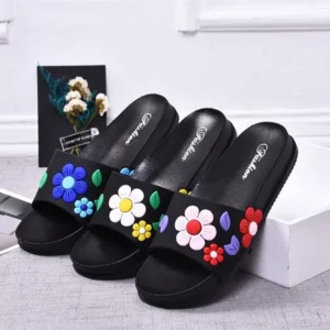 2024 Women's Slippers Fashion Summer Lovely Ladies Casual Slip on Beach Flip Flops Slides Indoor Shoes Flower Non-slip Platform - Image 3