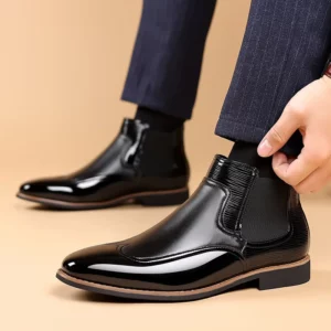 Chelsea Boots for Men Luxury Retro Men Ankle Boot Classic Business Dress Shoes designer British Style High-top Casual Shoes Male - Image 3