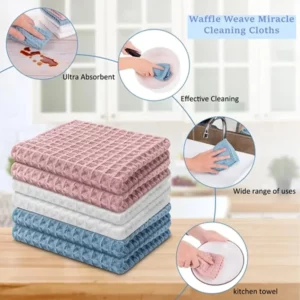 1/2/3PCS Waffle Weave Miracle Cleaning Cloths Kitchen Dish Towels Super Absorbent Dishtowels Nonstick Oil Washable Fast Drying - Image 4