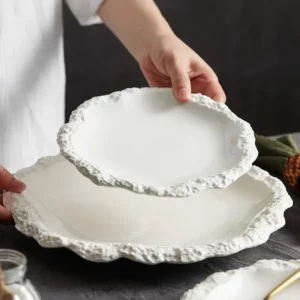 Rock Pattern Skirt Plate Dish Plate Household Ceramic Flat Plate Shallow Plate 2023 New Hotel Tableware Ins Wind Swing Plate - Image 2