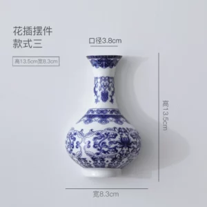 Ceramic vase, antique blue and white porcelain flower container, lucky bamboo, living room and home decoration, wall hanging - Image 4