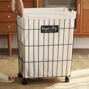 Nordic Laundry Basket Dirty Cloth Metal Organizer Barrel Simple Clothing Toy Storage Basket Bathroom Wrought Iron with Lid - Image 4