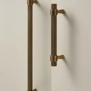 Nurlin Solid Brass Knurled Art Deco Retro Antique industrial style Cabinet Wardrobe Drawer Handle T-bar Pull - Image 5