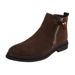 Genuine Leather Men Boots Korean Pointed Toe Ankle Boots British 2023 Winter Warm Suede Leather High Top Men Shoes Botas Hombre - Image 5