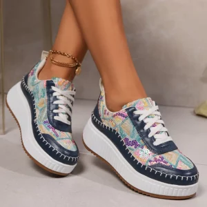 Colorful Sequins Platform Sneakers Women 2025 Fashion Thick Bottom Vulcanized Shoes Woman Plus Size Non Slip Walking Shoes 43 - Image 1