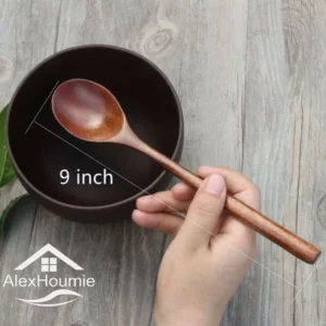 6 Piece Wooden Spoon Bamboo Kitchen Korean Style 9 '' Inch Natural Wood Soup Tableware Cooking Honey Coffee Spoon Mixing Spoon - Image 3