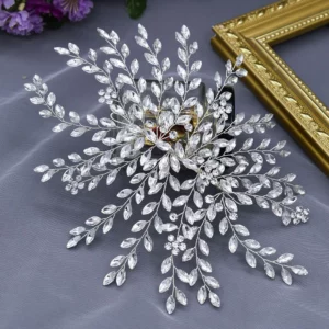 A422 Silver Bridal Hair Piece Shinny Wedding Headbands Tiaras Handmade Wedding Hair Accessories Head Jewelry Bride Headwear - Image 6