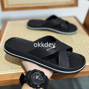 New Summer Slippers Men Basic Beach Outdoor Round Toe Fashion Men Massage Anti Slip Black Big Size Slippers Best Sellers In 2023 - Image 4